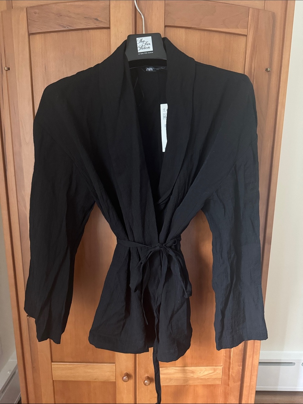 Zara Black Tie-Waist Jacket